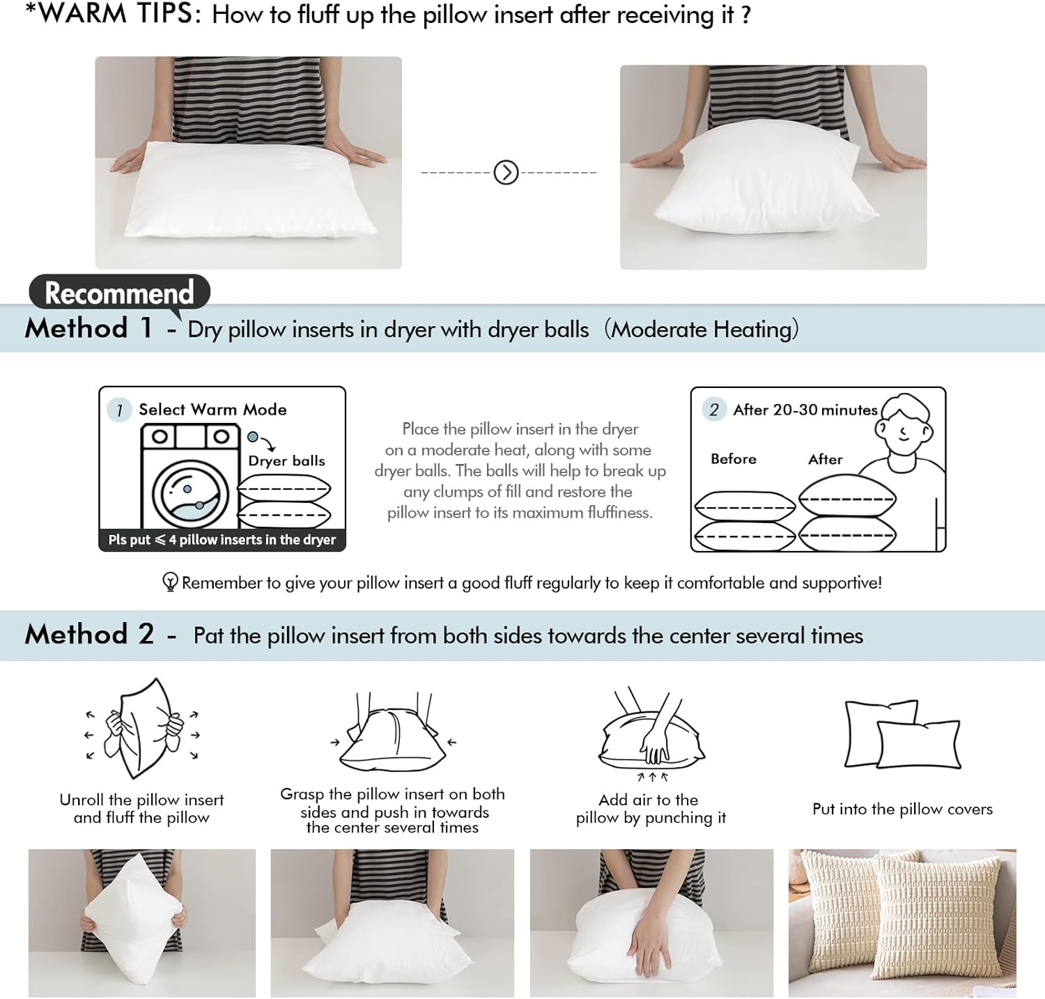 MIULEE Pack of 4 18x18 Outdoor Pillow Inserts, Water-Resistant Throw Pillow Inserts Decorative Premium Square Pillow Stuffer Sham for Porch Swing Couch Sofa Cushion Patio Furniture - Image 8