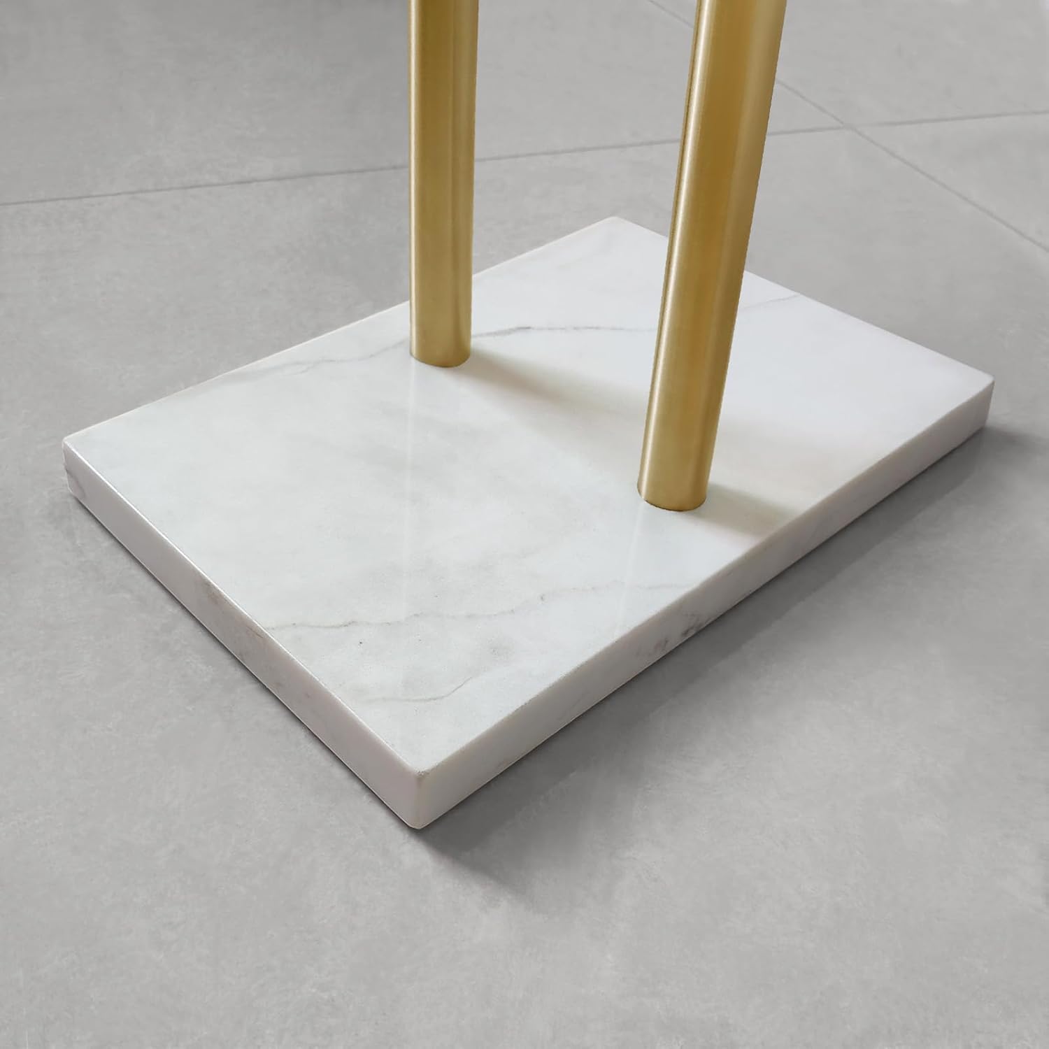 40 Inch Standing Towel Rack for Bathroom Floor Double-T Shape Bath Sheet Holder with Marble Design Base Towel Rack Freestanding Next to Tub or Shower Towel Holder Stand SUS304 Brushed Gold - Image 3